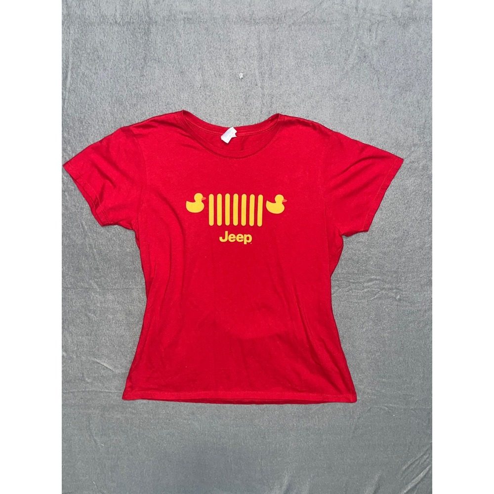 Jeep Ducking Graphic T-Shirt Red Port & Company Ring Spun Cotton Womens Large